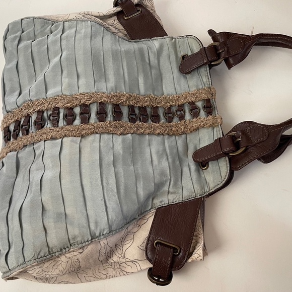 $178! Jasper & Jeera Silk, Leather & Canvas Tote Bag in Pristine Condition - Picture 3 of 13